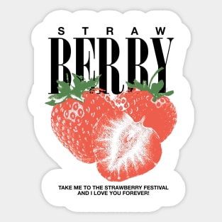 Straw Berry – Retro Strawberry Festival Illustration Sticker